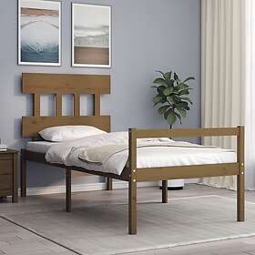 vidaXL Sängynrunko med huvudgavel honungsbrun 90x200 cm massiv trä 3195404