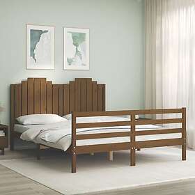 vidaXL Sängynrunko med huvudgavel honungsbrun King Size massivt trä 3194189