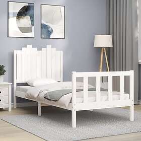 vidaXL Sängynrunko med sänggavel vit 90x190 cm massivt trä 3192262