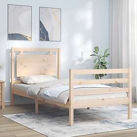 vidaXL Bed Frame med huvudgavel 100x200 cm massivt trä 3194041