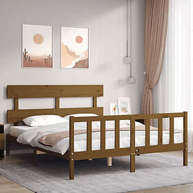 vidaXL Sängynrunko med huvudgavel honungsbrun 160x200 cm massivt trä 3193284