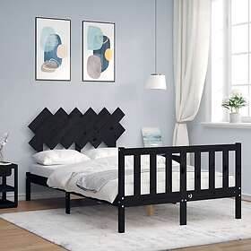 vidaXL Bed Frame med huvudgavel svart 4FT6 dubbel massivt trä 3193445