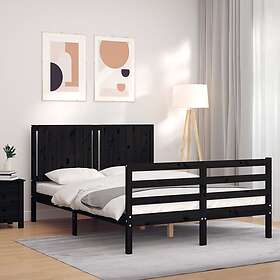 vidaXL Sängynrunko med huvudgavel svart 140x200 cm massivt trä 3194770
