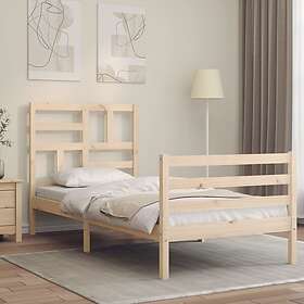 vidaXL Bed Frame med huvudgavel 100x200 cm massivt trä 3194886