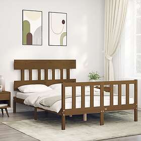 vidaXL Sängynrunko med huvudgavel honungsbrun 140x190 cm massivt trä 3193319