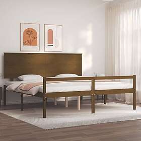 vidaXL Sängynrunko med huvudgavel honungsbrun 200x200 cm massivt trä 3195504