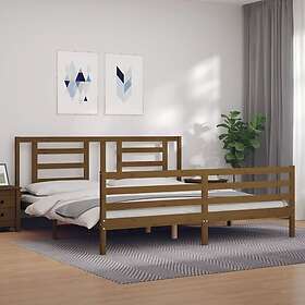 vidaXL Sängynrunko med huvudgavel honungsbrun 200x200 cm massivt trä 3194724