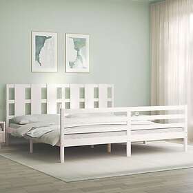 vidaXL Bed Frame med huvudgavel vit massivt trä 3194132