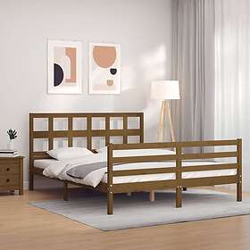 vidaXL Sängynrunko med huvudgavel honungsbrun 160x200 cm massivt trä 3194844