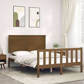 vidaXL Sängynrunko med huvudgavel honungsbrun 140x200 cm massivt trä 3193404