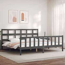 vidaXL Bed Frame med huvudgavel grå 200x200 cm massivt trä 3193033