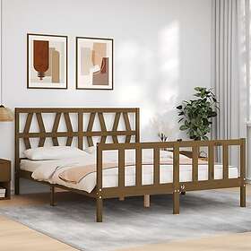 vidaXL Sängynrunko med huvudgavel honungsbrun 160x200 cm massivt trä 3192504