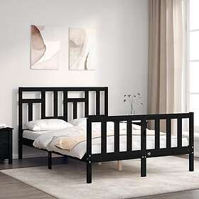 vidaXL Sängynrunko med huvudgavel svart 140x200 cm massivt trä 3193145