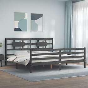 vidaXL Bed Frame med huvudgavel grå 200x200 cm massivt trä 3194463