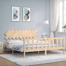 vidaXL Bed Frame med huvudgavel massivt trä 3193481