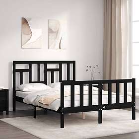vidaXL Sängynrunko med huvudgavel svart 140x190 cm massivt trä 3193125