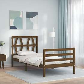 vidaXL Sängynrunko med huvudgavel honungsbrun 100x200 cm massivt trä 3194369