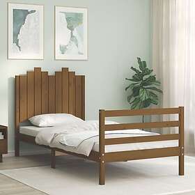 vidaXL Sängynrunko med huvudgavel honungsbrun 90x200 cm massiv trä 3194169