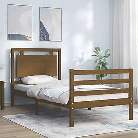vidaXL Sängynrunko med huvudgavel honungsbrun 90x200 cm massiv trä 3194039