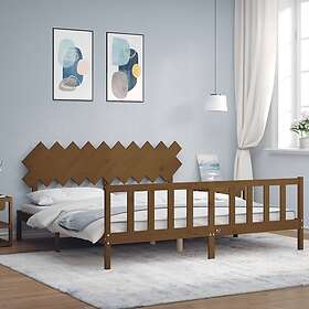 vidaXL Sängynrunko med huvudgavel honungsbrun 200x200 cm massivt trä 3193489