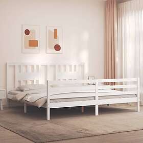 vidaXL Bed Frame med huvudgavel vit 200x200 cm massivt trä 3194592