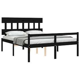 vidaXL Sängynrunko med huvudgavel svart 160x200 cm massiv furu 3195430