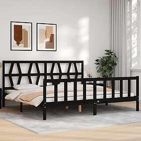 vidaXL Bed Frame med huvudgavel svart 200x200 cm massivt trä 3192515