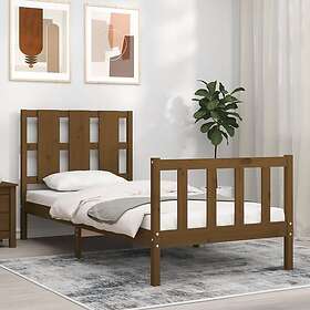 vidaXL Sängynrunko med huvudgavel honungsbrun 100x200 cm massivt trä 3192224