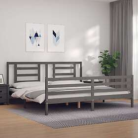 vidaXL Bed Frame med huvudgavel grå 200x200 cm massivt trä 3194723