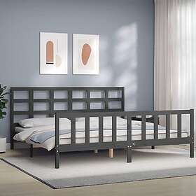 vidaXL Bed Frame med huvudgavel grå 200x200 cm massivt trä 3192123
