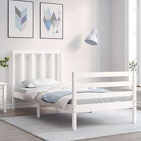 vidaXL Sängynrunko med huvudgavel vit 100x200 cm massivt trä 3193782