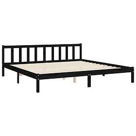 vidaXL Bed Frame med huvudgavel svart 200x200 cm massivt trä 3191930