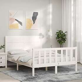 vidaXL Sängynrunko med huvudgavel vit 120x200 cm massivt trä 3192747