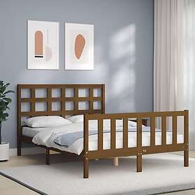 vidaXL Sängynrunko med huvudgavel honungsbrun 140x200 cm massivt trä 3192104