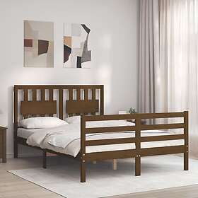 vidaXL Sängynrunko med huvudgavel honungsbrun 140x200 cm massivt trä 3194314