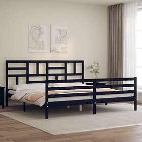 vidaXL Sängynrunko med huvudgavel svart 200x200 cm massivt trä 3194920