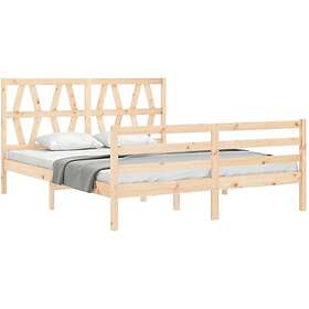 vidaXL Sängynrunko med huvudgavel 5FT King Size massivt trä 3194381