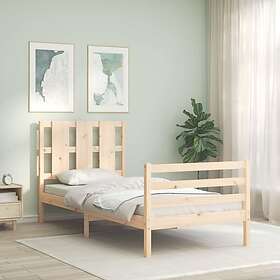 vidaXL Bed Frame med huvudgavel 100x200 cm massivt trä 3194106