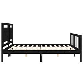 vidaXL Bed Frame med huvudgavel svart 200x200 cm massivt trä 3192190