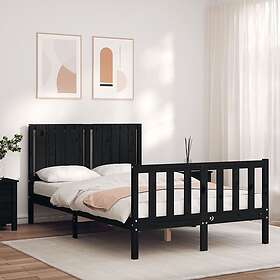 vidaXL Sängynrunko med huvudgavel svart 120x200 cm massivt trä 3192945