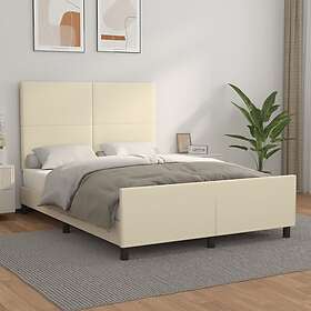 vidaXL Sängram med huvudgavel gräddvit 140x200 cm konstläder 3125453