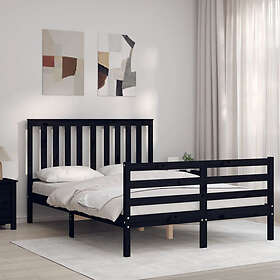 vidaXL Sängynrunko med huvudgavel svart 140x200 cm massivt trä 3194250