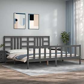 vidaXL Bed Frame med huvudgavel grå 200x200 cm massivt trä 3191993