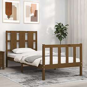 vidaXL Sängynrunko med huvudgavel honungsbrun 90x200 cm massiv trä 3192219
