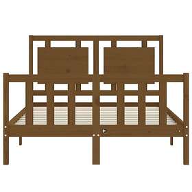 vidaXL Sängynrunko med huvudgavel honungsbrun 140x190 cm massivt trä 3192149