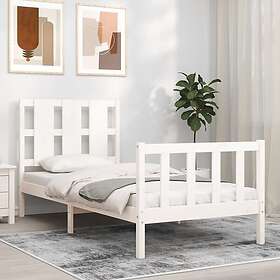 vidaXL Bed Frame med huvudgavel vit 100x200 cm massivt trä 3192222