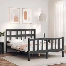 vidaXL Seng Ramme med huvudgavel grå 120x200 cm massivt trä 3193008