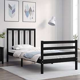 vidaXL Sängynrunko med huvudgavel svart 100x200 cm massivt trä 3193785