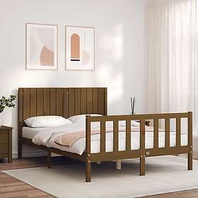 vidaXL Sängynrunko med huvudgavel honungsbrun 140x190 cm massivt trä 3192929