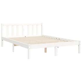 vidaXL Sängynrunko med huvudgavel vit 140x190 cm massivt trä 3192537